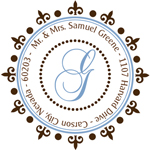 Name Doodles - Round Address Labels/Stickers (Woodbury Brown)